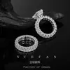Anillo de Plata de Ley S925 Más Vendido en Amazon Transfronterizo, Joyería de Anillo Combinado de Moissanita de Corte Radiante de Gama Alta de Nicho