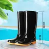 Queda Brusca de PreçoBotas de chuva de cano alto para mulheres, sapatos impermeáveis, sapatos de borracha, botas d'água para mulheres adultas, sapatos d'água espessados para cozinha para mulheres