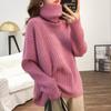 Buena Calidad 2024 Tejido de Cuello Alto para Mujer Suelto Otoño e Invierno Nuevo Jersey Estilo Lazy Top de Fondo Tejido