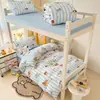 Sábana de Algodón Lavado Estilo Dibujos Animados para Dormitorio de Estudiante Individual/Doble Juego de Tres Piezas Funda Nórdica Estilo Ins Juego de Cuatro Piezas para Dormitorio