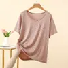 Nueva Camiseta de Manga Corta Holgada Versátil Fina de Modal para Casa Ropa de Dormir de Verano para Mujer con Lunares