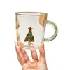 Vaso de Vidrio Navideño Tridimensional Alta Resistencia al Calor Borosilicato Vaso de Agua Manija de Diamante Creativa Taza de Leche Jugo Recuerdo