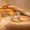 Pendientes Huecos de Hoja con Microincrustaciones de Corazón Eterno para Mujer con Diseño de Circonita de Cobre, Exquisitos y Pequeños Accesorios de Pendientes de Personalidad
