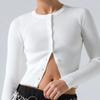 Processamento Personalizado para Comércio Exterior Transfronteiriço Amazon Cardigã de Tricô Canelado Cor Sólida Estilo Europeu e Americano Cardigã de Tricô Slim-Fit para Mulheres na Primavera e Outono