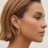 Pendientes de Nudo de Cuerda Entrelazada Creativos de Alta Gama Estilo Ins Europeo y Americano Cadena Chapada en Oro de 18 Quilates Acero Inoxidable Pendientes en Forma de C para Mujer