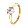 Anillo Casual Super Brillante de un Solo Diamante de Zircón Oro de 14K Corona de Nicho Anillo de Alta Gama Joyería de Acero de Titanio Ins para Mujer Venta al por Mayor