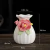 Jarrón Pequeño de Porcelana Blanca Hecho a Mano Arreglo Floral Dispositivo Hidropónico para Flores Jarrón Bolsa de la Suerte Calabaza Decoraciones de Escritorio para Sala de Estar Adornos