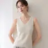 Veludo Cashmere Centenas de Cores Alça Fina Outono/Inverno Novo Decote V Costurado Slim Fit Curto Cor Pura Roupa Íntima Tricô Colete Sem Mangas