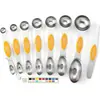 Amazon Transfronterizo Juego de Cucharas Medidoras Magnéticas de Doble Cabeza de Acero Inoxidable con 8 Piezas, Herramientas Magnéticas para Condimentos para Hornear con Escala