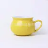 Novo Modelo 0447 9,5*8cm 460ml Caneca Cerâmica Criativa Esmaltada Colorida com Formato Especial e Logo Impresso Caneca de Água de Grande Capacidade