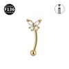 F136 Titanio Zircon Mariposa Tornillo de Bola para Hueso de Oreja Aretes Uña para Ceja Joyería para Perforación de Ceja 1.2mm X10 Barra