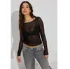 Moda Transfronteriza Europea y Americana Primavera/Verano/Otoño 2026 Sexy Cuello Redondo Encaje Transparente Camisa Base Nuevo Estilo Chica Picante Top de Manga Larga