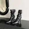 Botas Estilizadoras de Punta Fina con Pliegues Fruncidos 2026 Nuevo Estilo Otoño Botines de Tacón Fino Versátiles Elegantes Moda Botas Martin Estilo Europeo y Americano