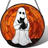 Decorações Pendentes de Vidro Colorido Crisgif - Decoração de Halloween Pegador de Fantasmas Branco para Porta, Jardim, Interior