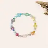 Pulseira de Cristal Colorida com Pedras Naturais Arco-Íris da Sorte para Mulheres, Pulseira Colorida com Contas Dopamina, Joia Fresca de Verão