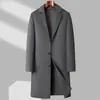Casaco Masculino de Lã Feito Sob Medida, Estilo Longo para Meia-Idade, Versão Coreana de Outono, Casaco Jaqueta Estruturado com Gola de Terno Grossa