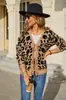 Suéter Nuevo Otoño 2026 Estampado Leopardo Cárdigan para Mujer Estilo Perezoso Holgado Europeo y Americano Top de Punto con Cordón de Moda Chaqueta