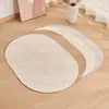 Alfombra de algodón y lino estilo japonés Ovalada para mesa de centro de sala de estar simple estudio dormitorio estilo silencioso color sólido tejido a mano alfombra de piso