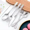 Acero Inoxidable Transfronterizo Creativo Tendencia Nacional Patrón Vajilla Hogareña Dorada Vajilla Occidental Set Cuchillo, Tenedor y Cuchara para Steak Venta al por Mayor