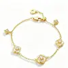 Pulseira de Flor de Quatro Folhas com Cravação de Diamantes, Novo Estilo Transfronteiriço Europeu e Americano 2026, Moda Retrô, Versátil, Design Exquisito, Pulseira de Nicho