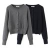 9815-25 Nuevo Estilo Otoño Estilo Retro Francés Cuello Redondo Manga Larga Cardigan de Punto Falda Plisada con Cordón Traje