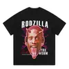 Nueva camiseta de verano retro americana de baloncesto para hombre de manga corta con un divertido estampado de Morant con doble pistola, corte holgado
