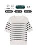 Ropa de Mujer Yaqi 2026 Verano Nuevo Top de Punto Rayado Adelgazante de Cuello Redondo y Manga Corta de Tencel Lyocell
