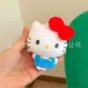 Llavero de peluche Hello Kitty, muñeco de sombrero de paja Hello Kitty de cuero negro, amuleto popular para bolsa de dibujos animados