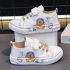 Tênis Infantis Estilo Coreano Novo para Primavera e Outono, Sapatos de Lona para Meninos, Sapatos Casuais Versáteis de Desenho Animado para Meninas, Sapatos de Tecido da Moda