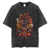 Talla Europea Transfronteriza Camiseta Lavada Vintage Calle Hip-Hop Anime Dragon Ball Estampado de Dibujos Animados Gráfico Casual Verano