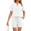 Comercio exterior transfronterizo verano modal cuello redondo manga corta pantalones cortos ropa de casa para mujer, conjunto sexy de moda europeo y americano suelto de dos piezas