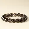 Joyería Sheyao: Pulsera de Cristal de Té Amarillo Transparente Natural del Mar de China Oriental, Cuentas de Cristal de Té Amarillo Facetadas, Pulsera Redonda de Cuentas de Cristal para Hombre