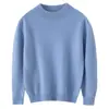 Suéter de cachemira para niños de doce agujas, liso, cuello semi-alto, mismo estilo para niños y niñas, suéter grueso de otoño e invierno, top interior de color sólido