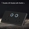 86 enchufe universal británico interruptor de reinicio de botón grande enchufe de cinco orificios negro esmerilado lujo ligero con indicador LED