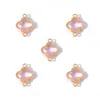 Colgante Geométrico de Trébol de Cuatro Hojas Doble Colgante Colorido con Pedrería Accesorios para Joyería DIY Pendiente Pulsera W502