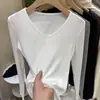 Camisa Básica de Manga Larga a la Moda con Camiseta Interior para un Look Delgado y Versátil, Nueva Lyocell Tencel con Cuello en V, Primavera 2026