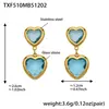 Acero Inoxidable Corazón Cortado Borde de Pan Piedra de Vidrio Bola de Acero Conjunto de Collar Pulsera Aretes Chapado en Oro Real de 18K Que No Se Desvanece