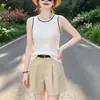 Chaleco de Punto Estilo Coreano con Borde Contrastante para Mujer Verano 2026 Nuevo Estilo Ropa Exterior Ajustado Versátil Top sin Mangas