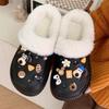 Sapatos de Algodão Quentes e Grossos com Solado Grosso para Mulheres no Inverno, Formato de Cachorro de Pelúcia, para Uso Interno e Externo, Fofos, Modernos e Confortáveis
