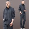 Traje deportivo de primavera y otoño para hombre, forrado de polar, para otoño e invierno, para papá de mediana edad y anciano, paquete de dos piezas, chaqueta casual al por mayor