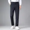 Pantalones Casuales Gruesos de Otoño/Invierno para Hombre de Cintura Media Caída Juventud Negocios Rectos Ajustados Largos para Hombre 70221