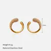 Pendientes de Acero Inoxidable con Hebilla Dorada Abierta Transfronteriza Europea y Americana en Forma de Gota de Agua Incrustados con Circonita Joyería Elegante Elegante para Mujer