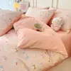 Juego puro de algodón de cuatro piezas, funda nórdica 100% algodón, sábana bajera y sábana encimera, juego de ropa de cama, adecuado para dormitorios de estudiantes, juego de tres piezas