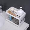 Estante de almacenamiento de papelería de doble capa para escritorio, pequeño y hueco, para dormitorio, miniestante de lavado para baño doméstico, estante de acabado