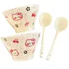 Tazón de Arroz Cherry Kitty de Alto Valor Estético para Uso Doméstico, Vajilla de Cerámica Esmaltada de Color, Lindo Tazón para Ensalada de Frutas y Postres, Tazón para Yogur