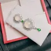 Colgante de borla de calcedonia verde con incrustaciones de hielo natural de alta calidad, disponible en varios colores, colgante de jade blanco helado para mujer