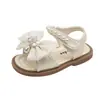 Sandalias de Moda para Niñas con Lazo Zapatos de Princesa 2026 Verano Nuevo Estilo Niños Suela Suave Elegantes Sandalias de Perlas Estilo Coreano