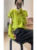 Loja Principal Shanghai Dan Nong/Suéter de Malha Casual de Manga Curta com Gola Lapela Estilo Coreano 100% Lã Conjunto de Duas Peças