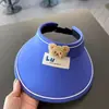 Sombrero protector solar para niños, de verano, para mujer, con parte superior vacía y protección UV, transpirable, con dibujos animados