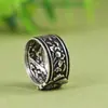 Ciervo Dorado Rey Plata Pura Vintage Desgastado Ancho Estilo Étnico Peonía Fénix Anillo para Mujer Pulsera Abierta Modelo Nuevo